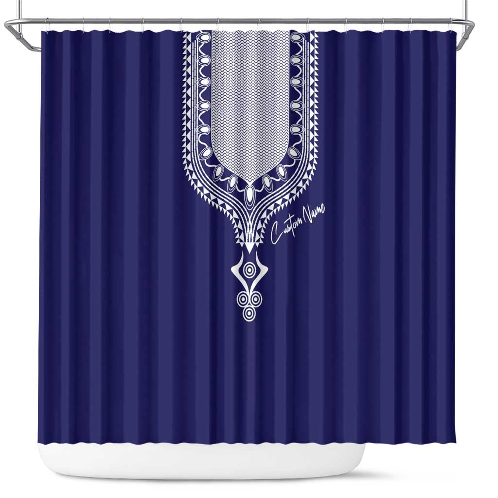 Printed Dashiki African Shower Curtain Blue