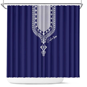 Printed Dashiki African Shower Curtain Blue