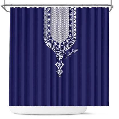 Printed Dashiki African Shower Curtain Blue