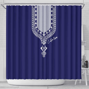Printed Dashiki African Shower Curtain Blue