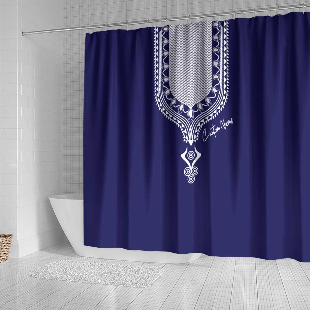 Printed Dashiki African Shower Curtain Blue
