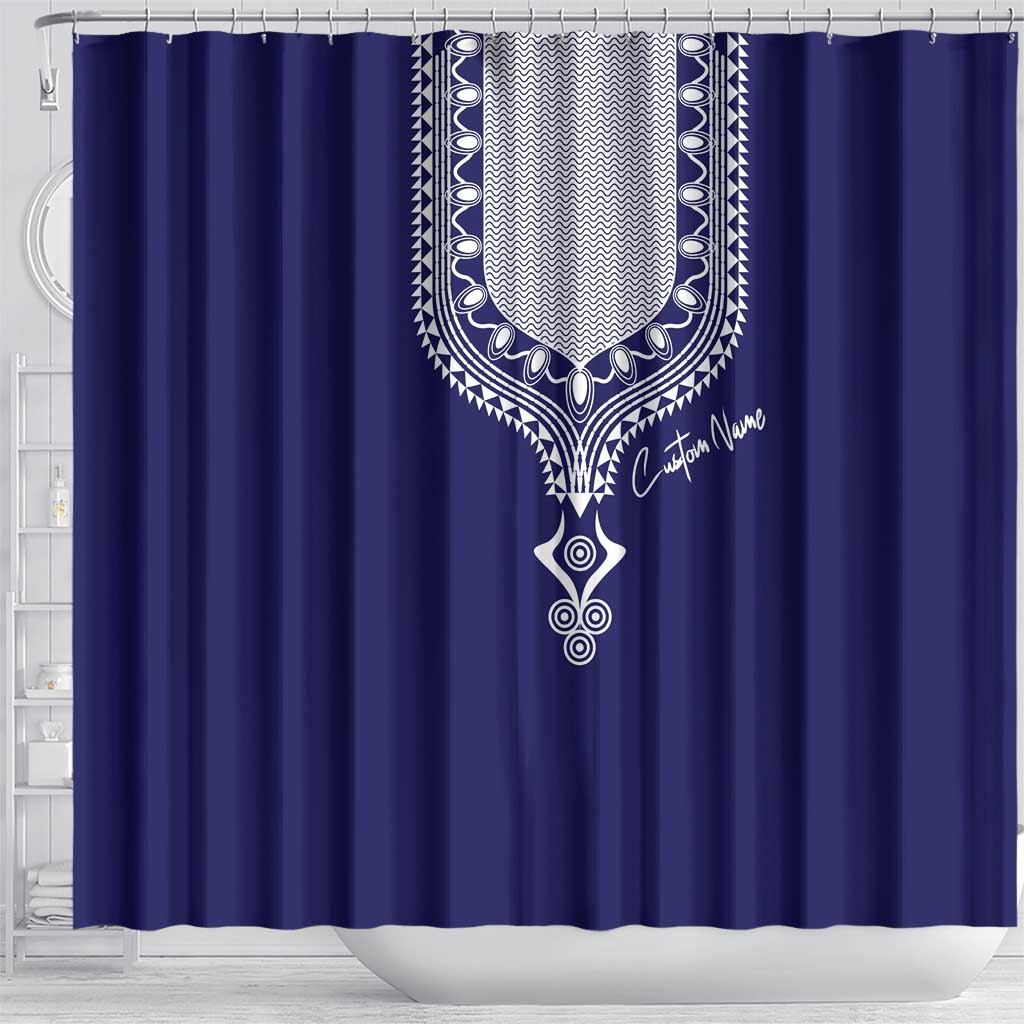 Printed Dashiki African Shower Curtain Blue