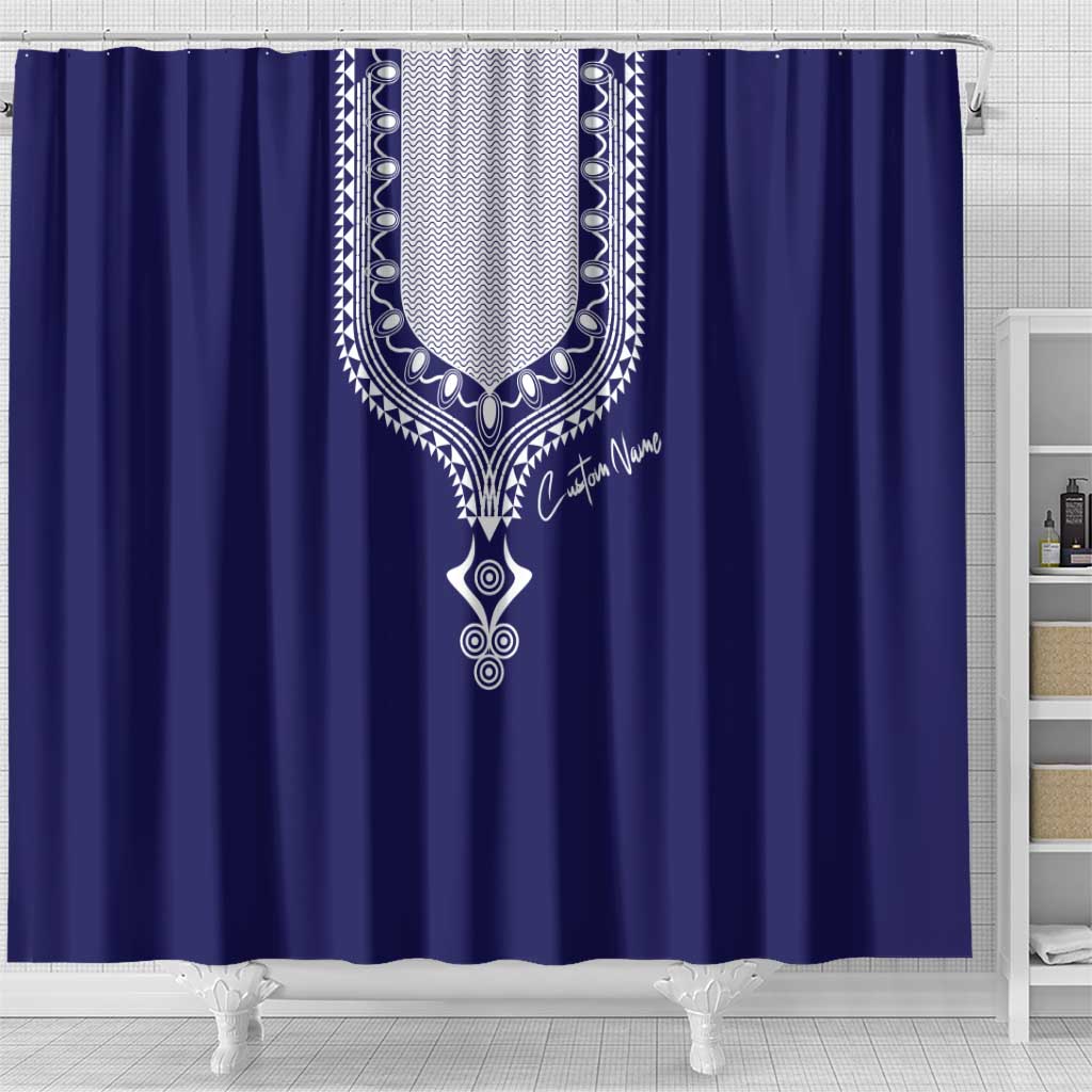 Printed Dashiki African Shower Curtain Blue