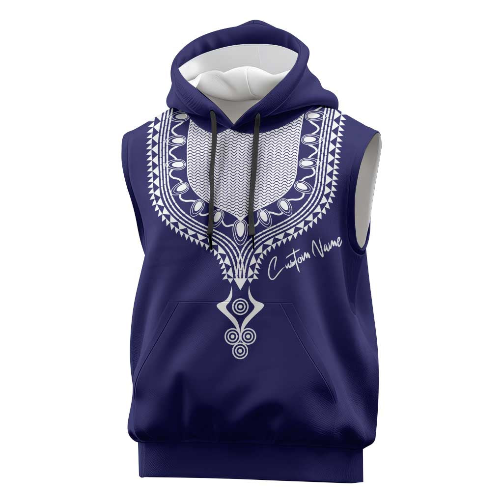 Printed Dashiki African Sleeveless Hoodie Blue - African Pride