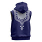 Printed Dashiki African Sleeveless Hoodie Blue - African Pride
