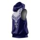 Printed Dashiki African Sleeveless Hoodie Blue - African Pride