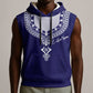 Printed Dashiki African Sleeveless Hoodie Blue - African Pride