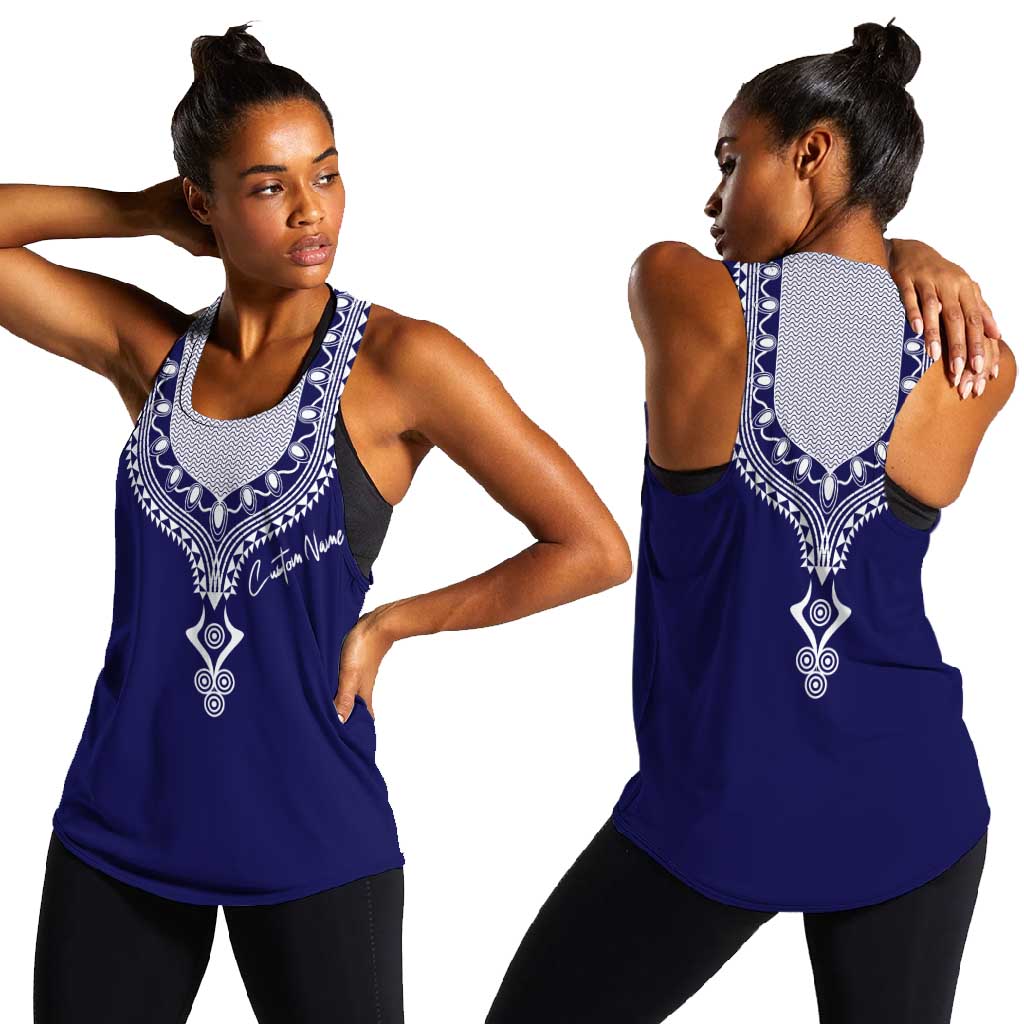 Printed Dashiki African Women Racerback Tank Blue