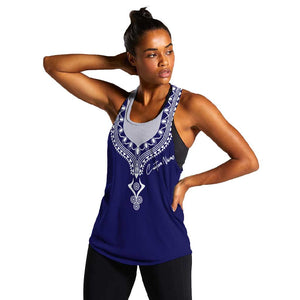 Printed Dashiki African Women Racerback Tank Blue