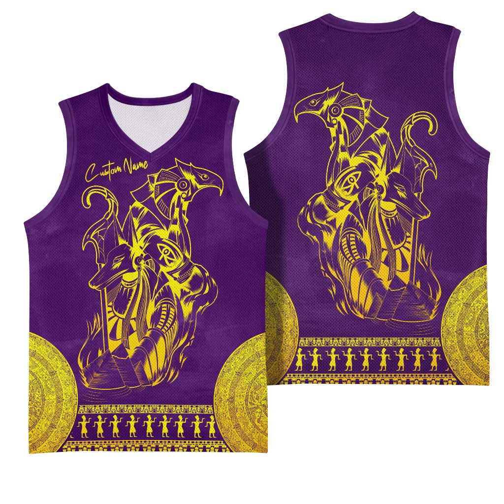 Anubis and Horus Basketball Jersey Egyptian God Purple - African Pride