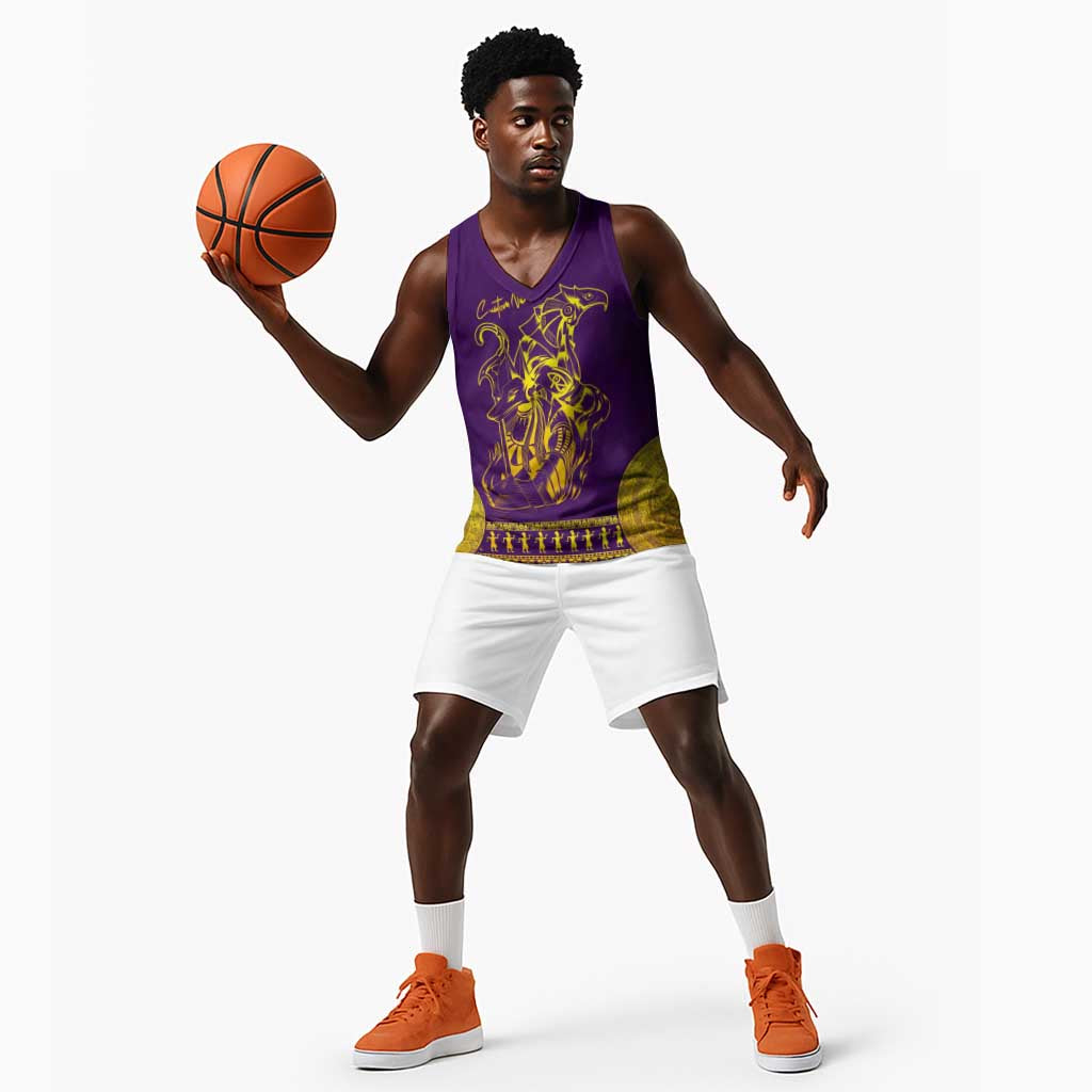 Anubis and Horus Basketball Jersey Egyptian God Purple - African Pride