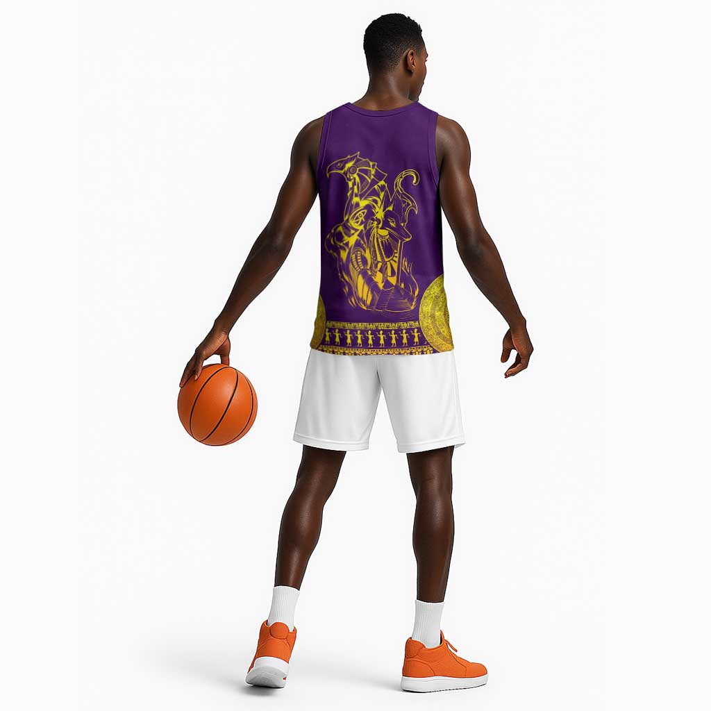Anubis and Horus Basketball Jersey Egyptian God Purple - African Pride