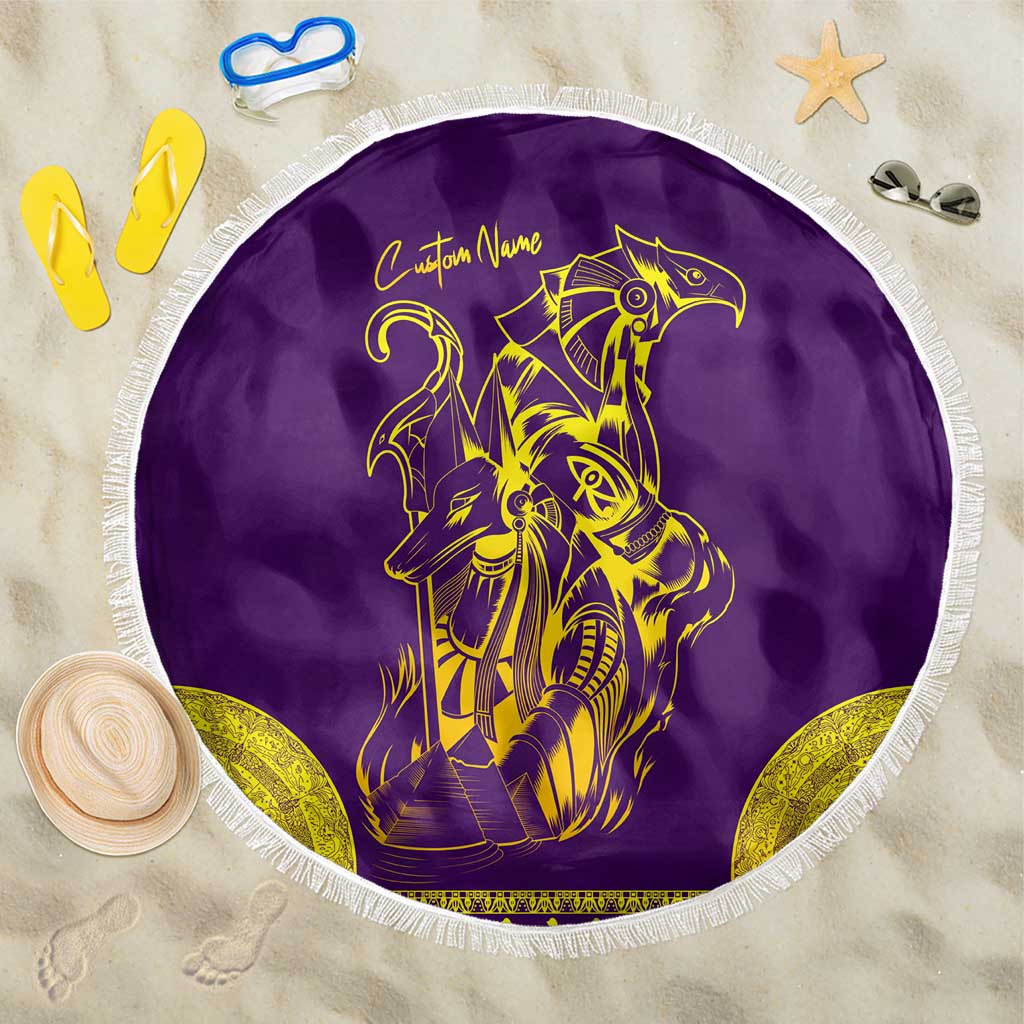 Anubis and Horus Beach Blanket Egyptian God Purple