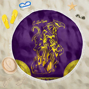 Anubis and Horus Beach Blanket Egyptian God Purple