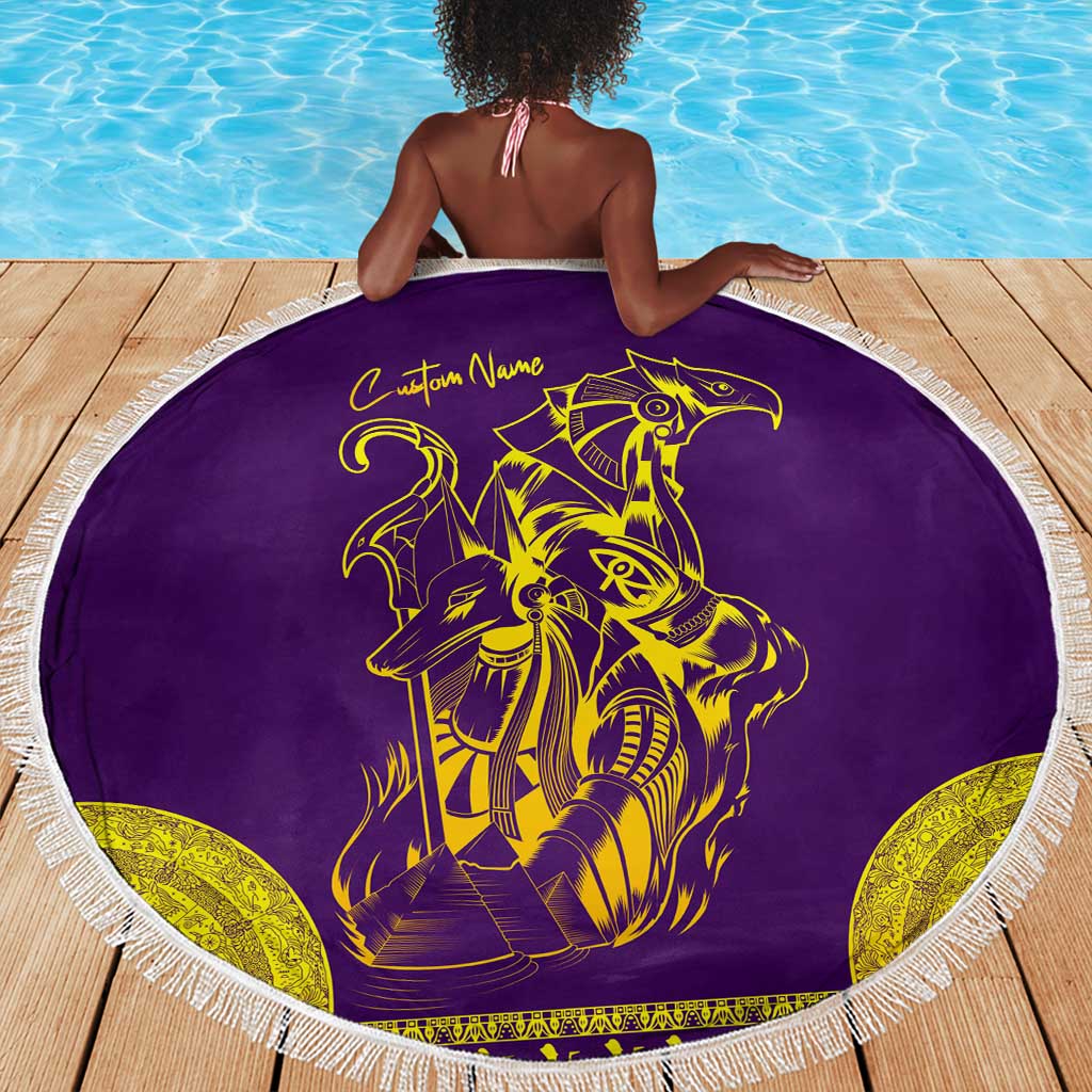 Anubis and Horus Beach Blanket Egyptian God Purple