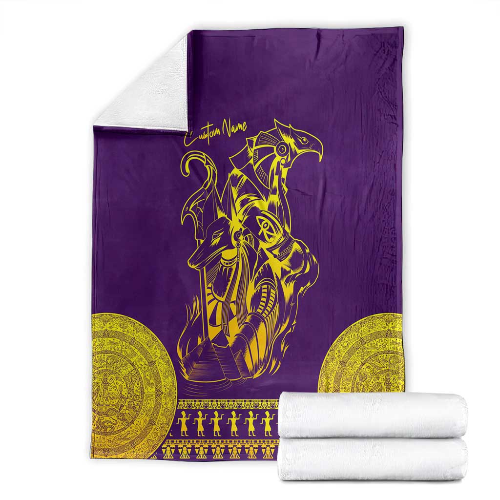Anubis and Horus Blanket Egyptian God Purple
