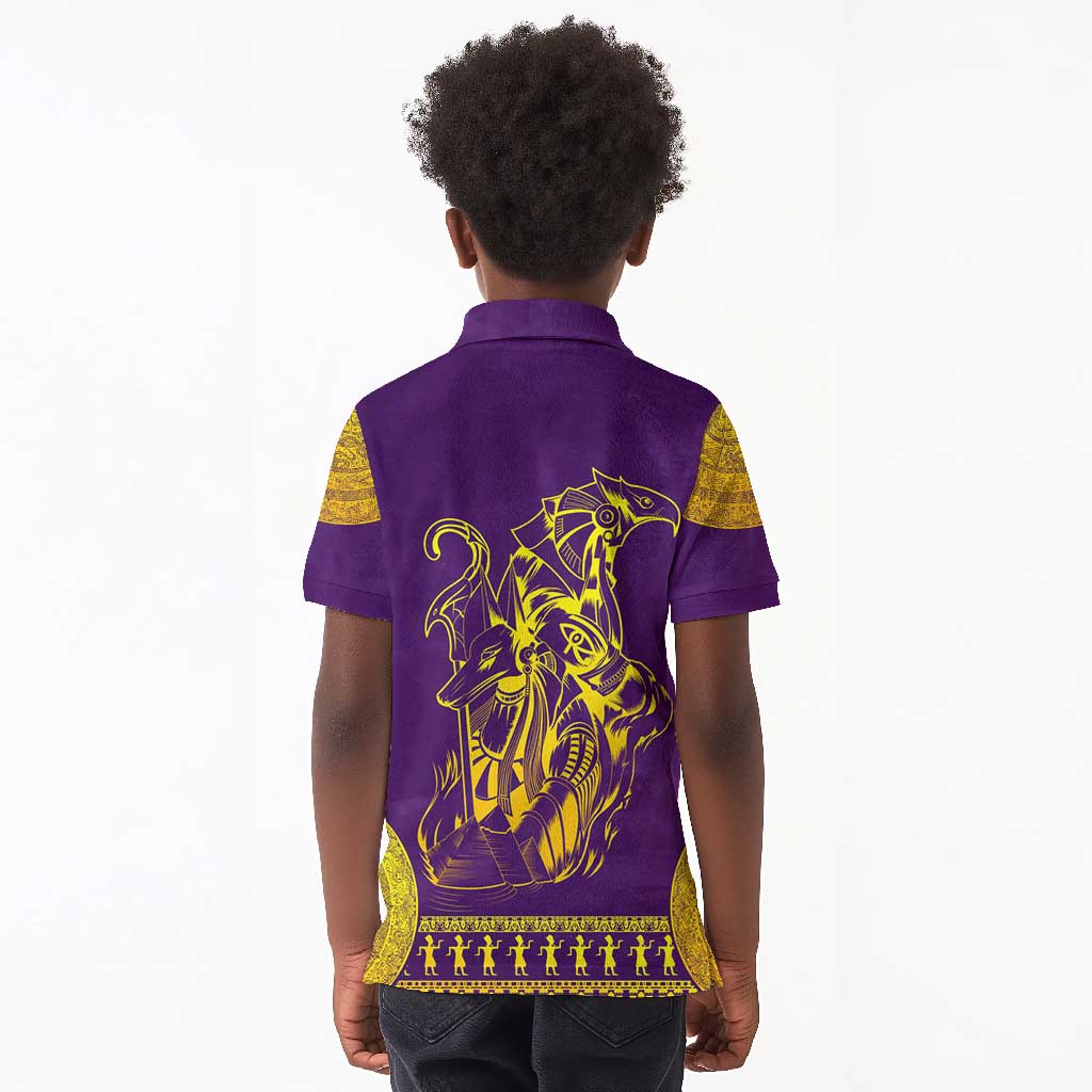Anubis and Horus Kid Polo Shirt Egyptian God Purple