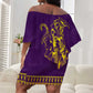Anubis and Horus Off Shoulder Short Dress Egyptian God Purple