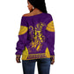 Anubis and Horus Off Shoulder Sweater Egyptian God Purple