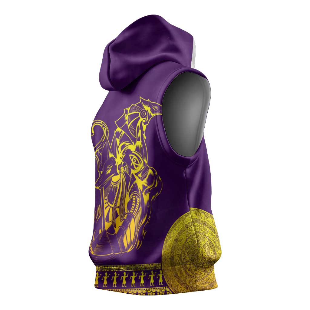 Anubis and Horus Sleeveless Hoodie Egyptian God Purple - African Pride