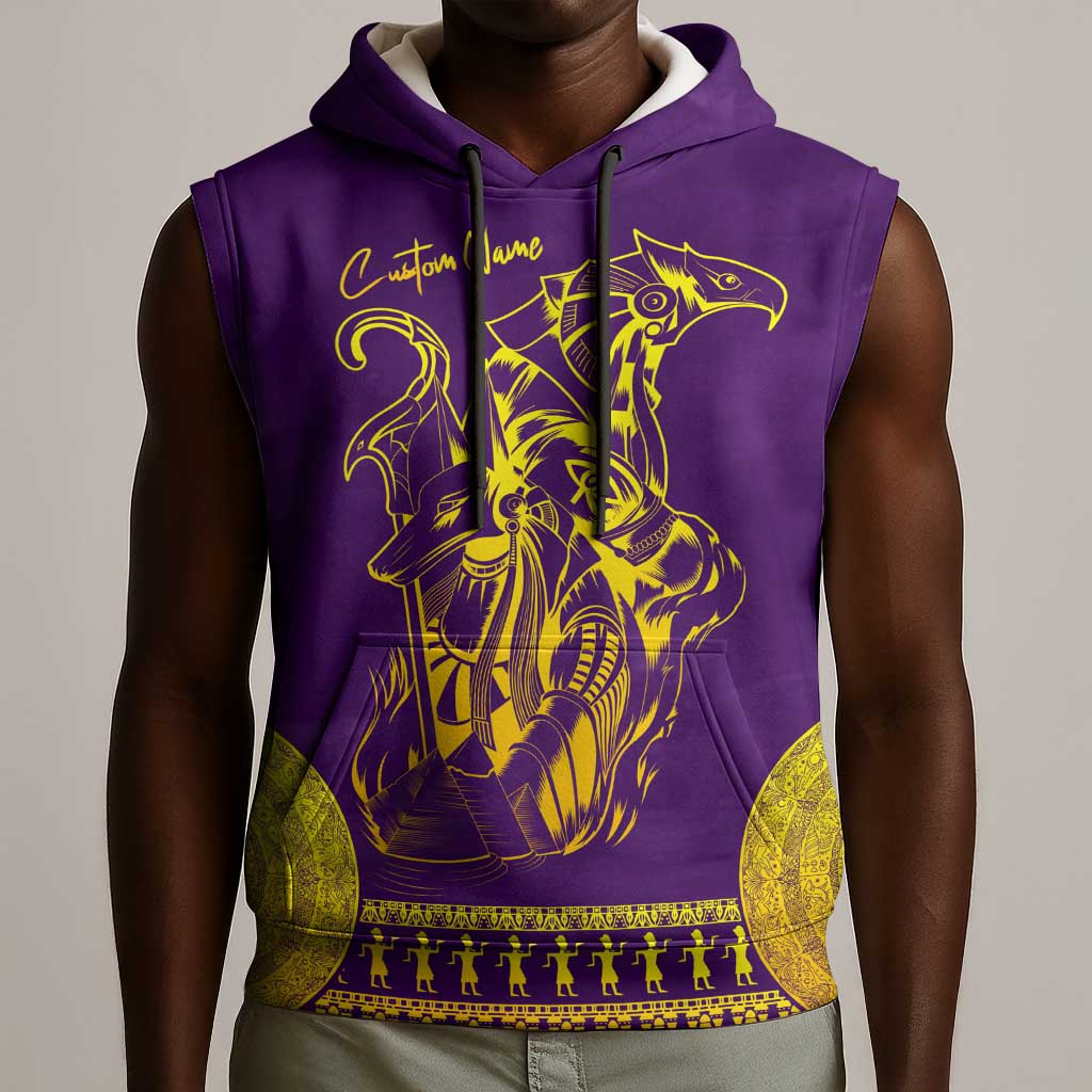 Anubis and Horus Sleeveless Hoodie Egyptian God Purple - African Pride