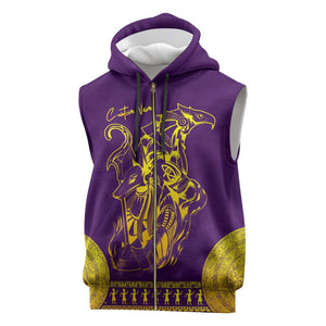 Anubis and Horus Sleeveless Zip Hoodie Egyptian God Purple - African Pride