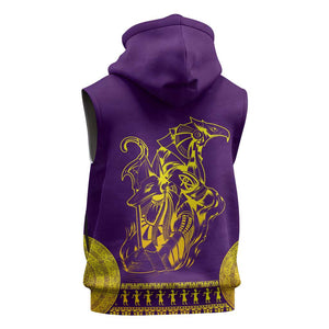 Anubis and Horus Sleeveless Zip Hoodie Egyptian God Purple - African Pride