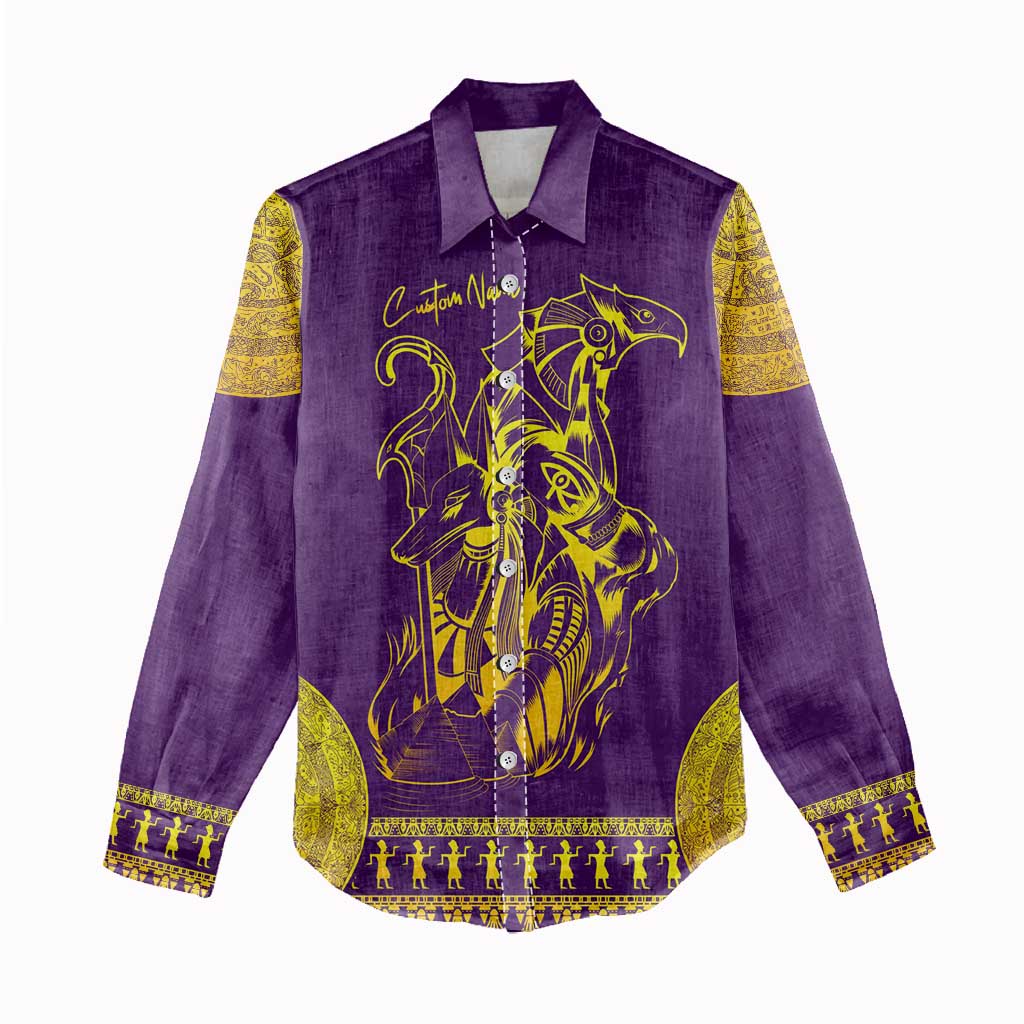 Anubis and Horus Women Casual Shirt Egyptian God Purple DT02