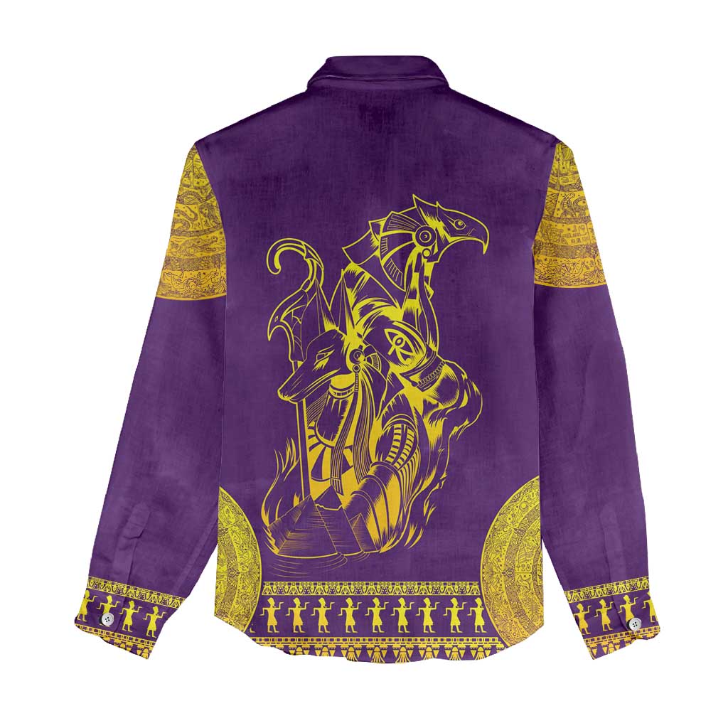 Anubis and Horus Women Casual Shirt Egyptian God Purple DT02