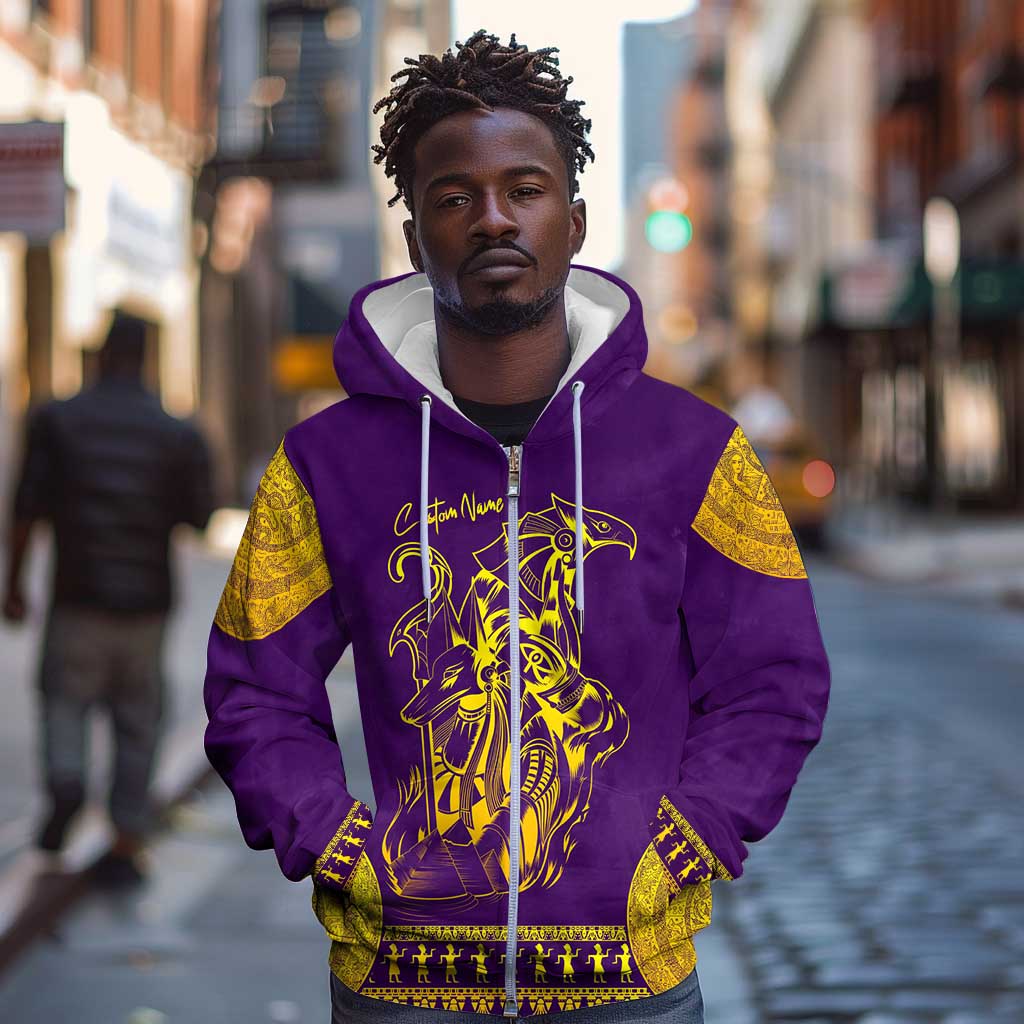 Anubis and Horus Zip Hoodie Egyptian God Purple