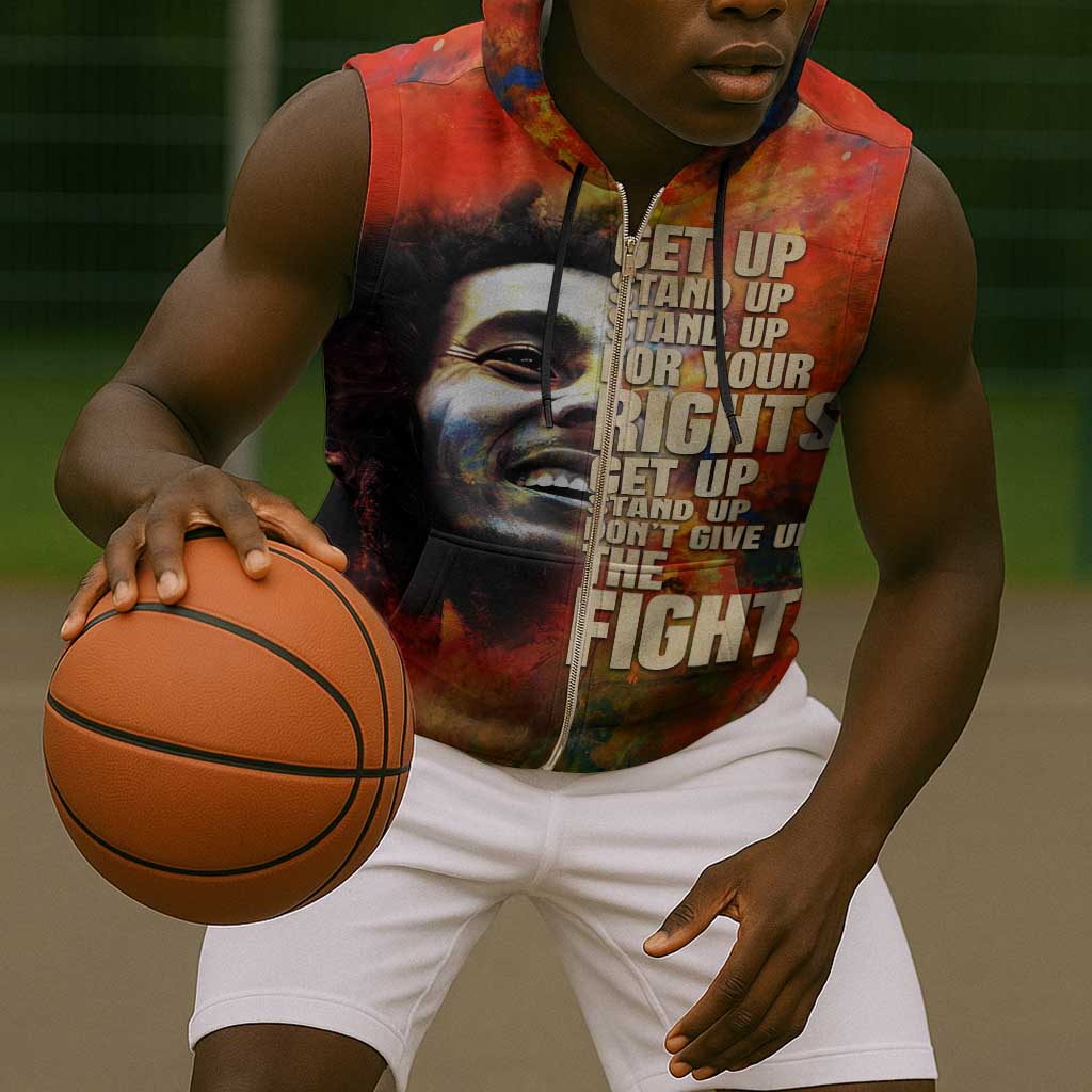 Reggae Legend Bob Sleeveless Zip Hoodie Retro Style - African Pride