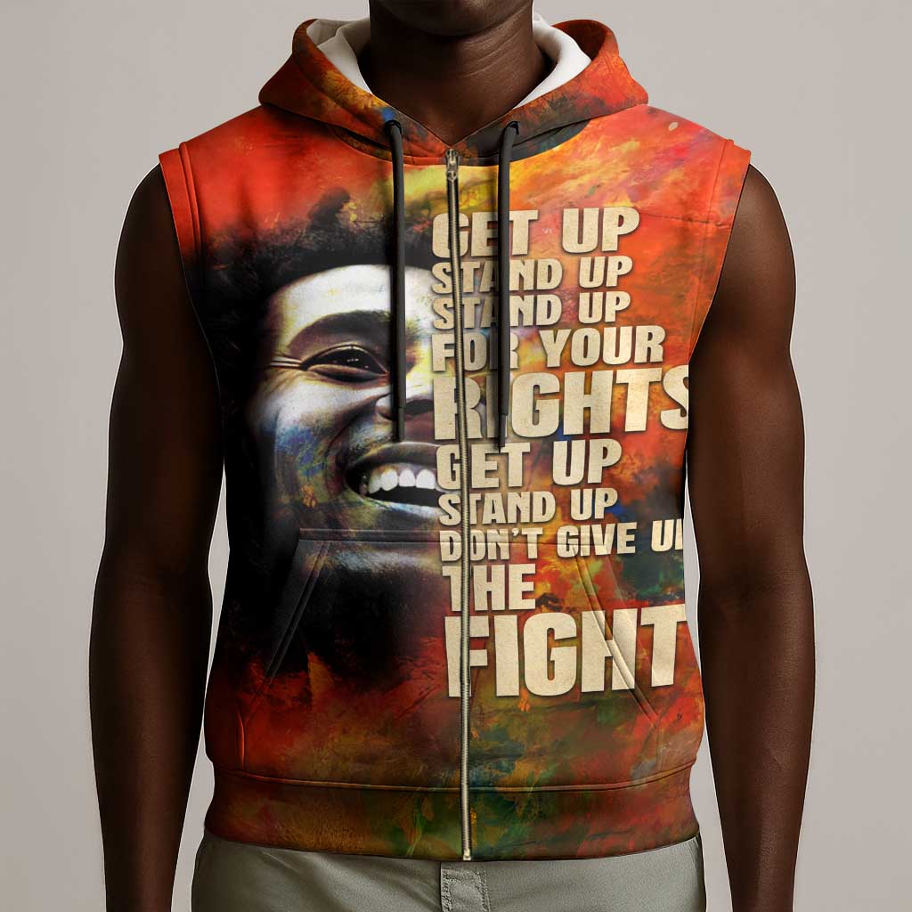 Reggae Legend Bob Sleeveless Zip Hoodie Retro Style - African Pride