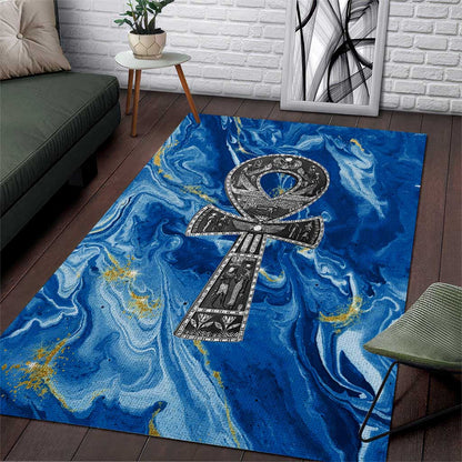 Ankh On Blue Area Rug Pan African