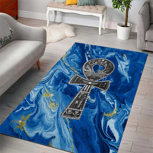 Ankh On Blue Area Rug Pan African