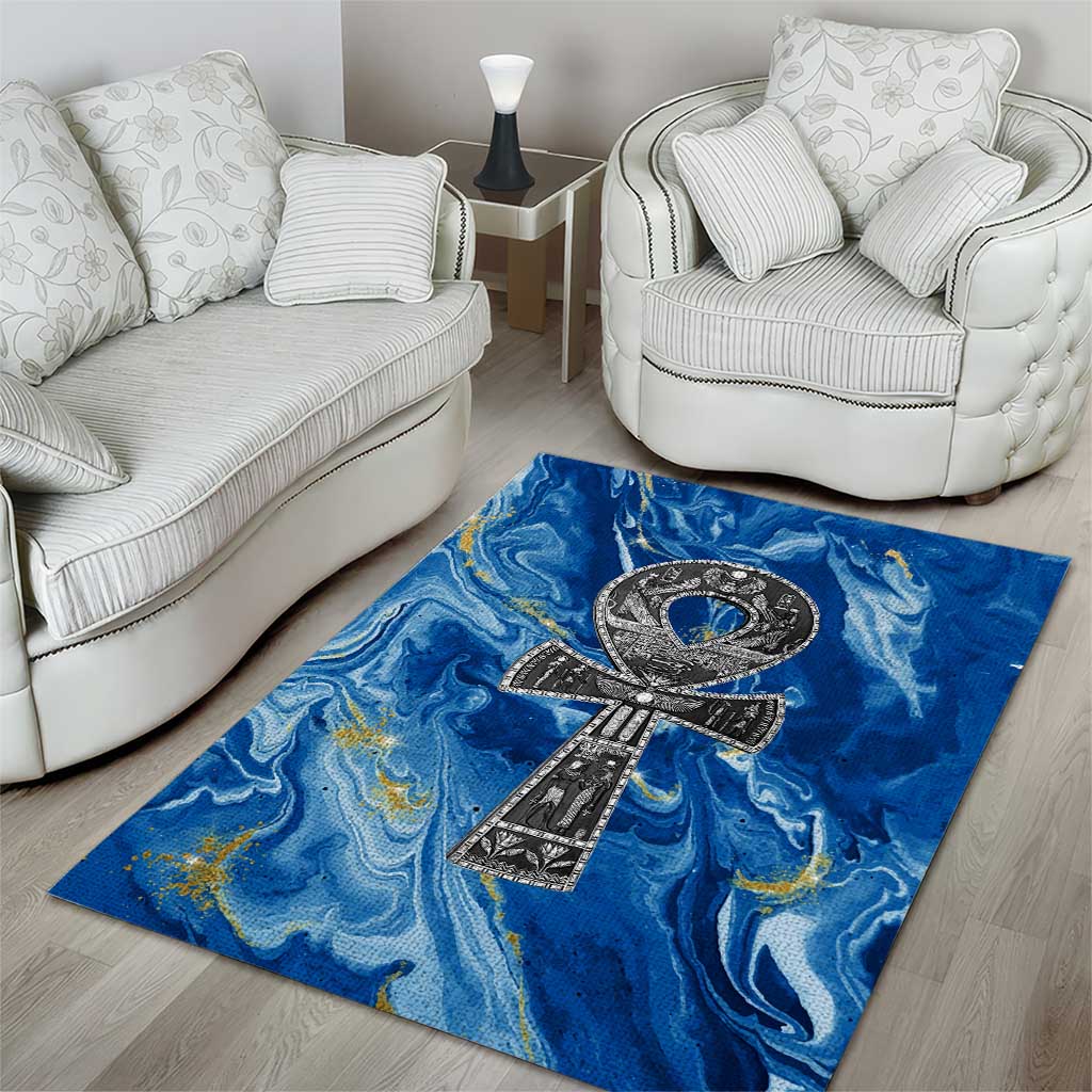 Ankh On Blue Area Rug Pan African