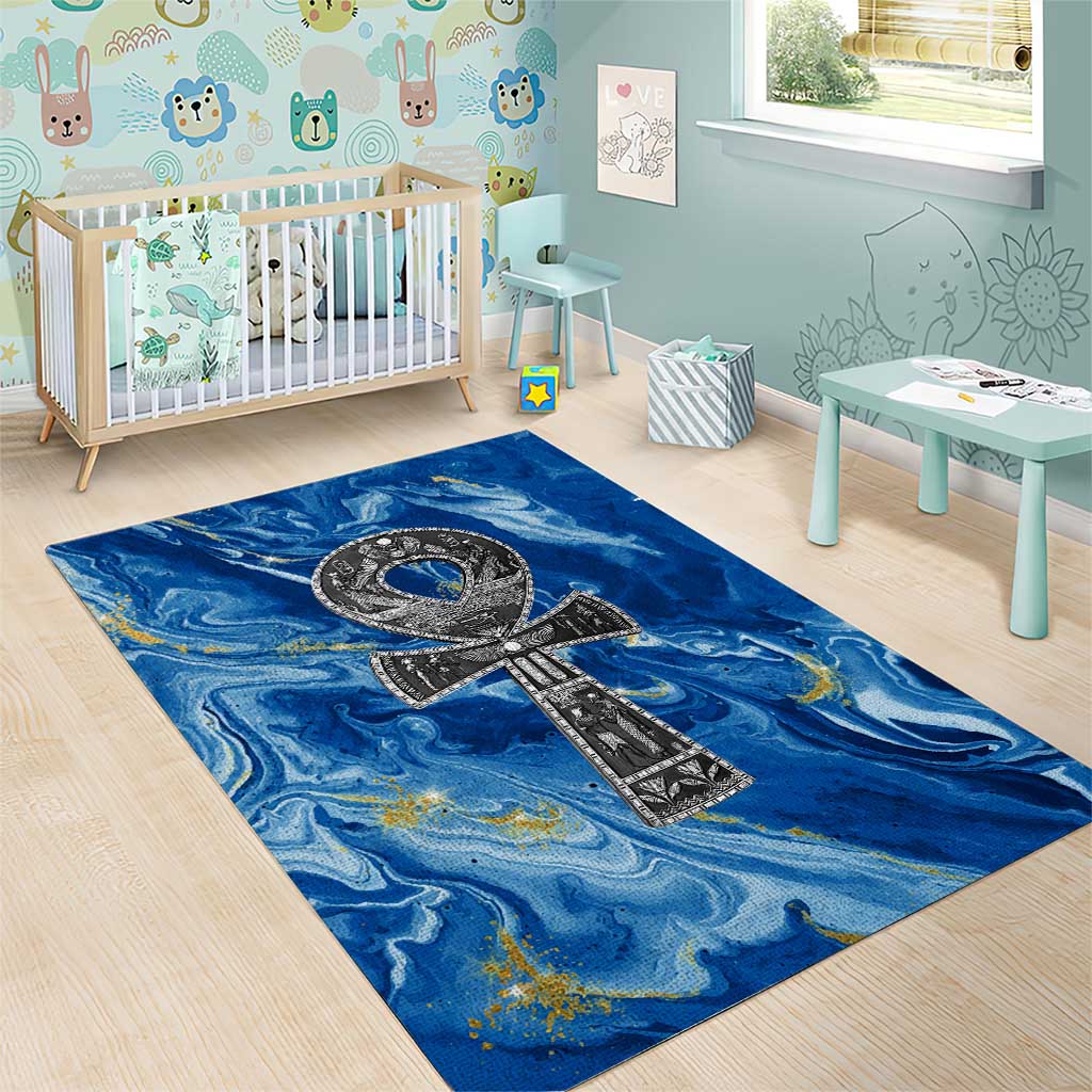 Ankh On Blue Area Rug Pan African