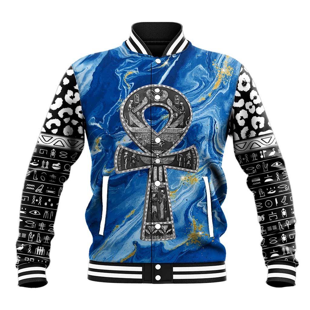 Ankh On Blue Baseball Jacket Pan African DT02