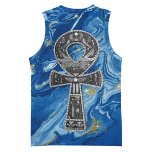 Ankh On Blue Basketball Jersey Pan African - African Pride