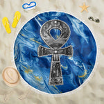 Ankh On Blue Beach Blanket Pan African