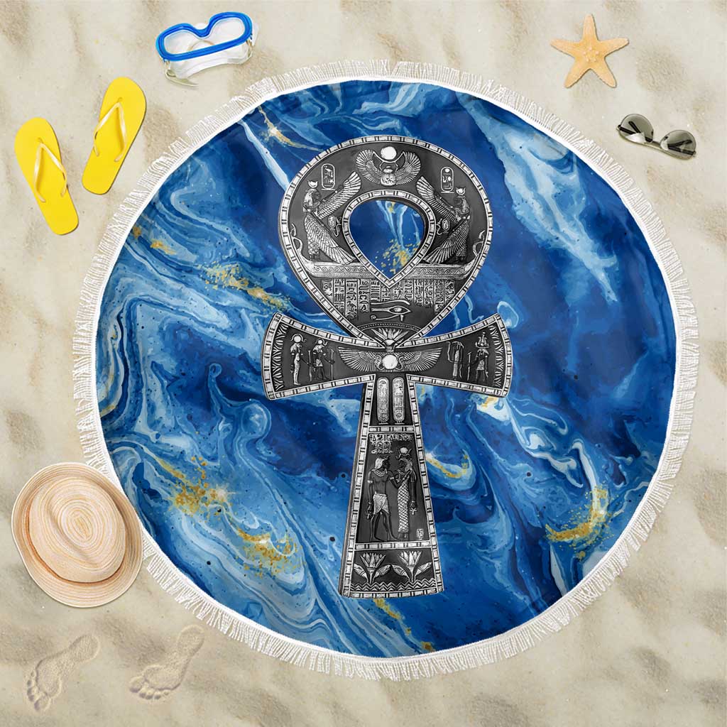 Ankh On Blue Beach Blanket Pan African