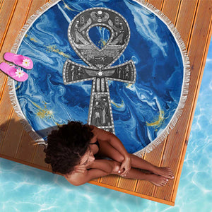 Ankh On Blue Beach Blanket Pan African