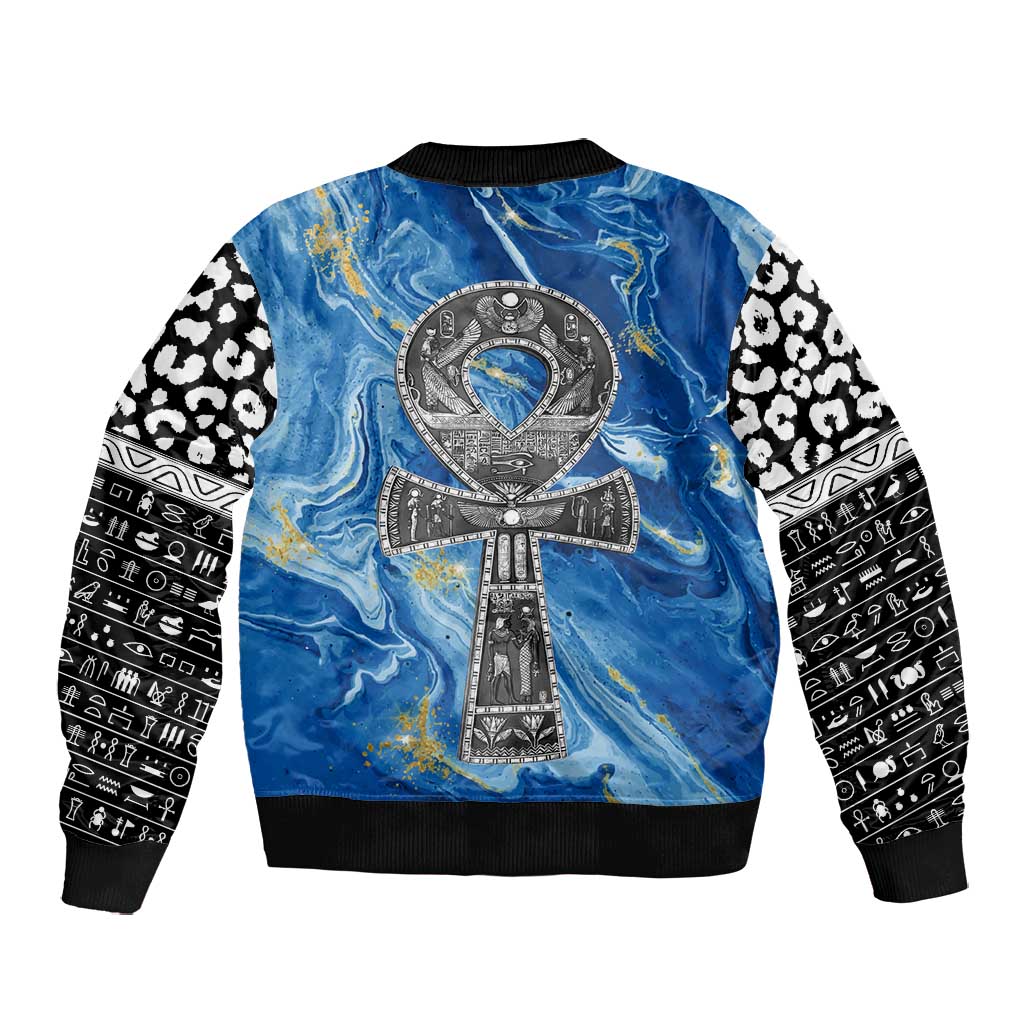 Ankh On Blue Bomber Jacket Pan African