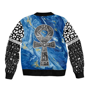 Ankh On Blue Bomber Jacket Pan African