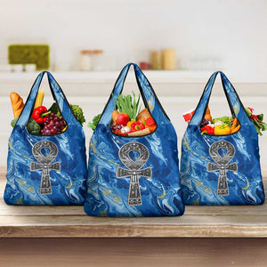 Ankh On Blue Grocery Bag Pan African