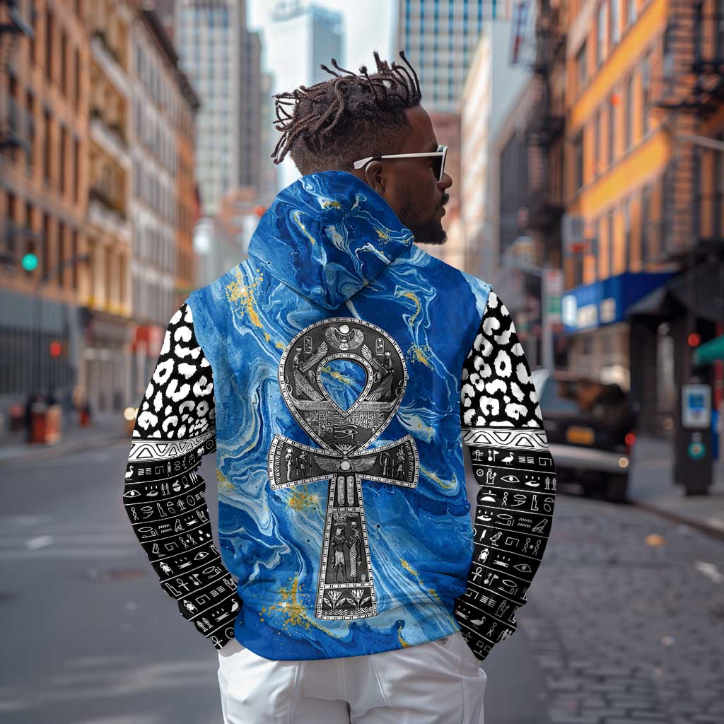 Ankh On Blue Hoodie Pan African