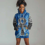 Ankh On Blue Hoodie Dress Pan African
