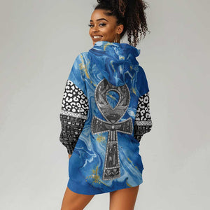 Ankh On Blue Hoodie Dress Pan African