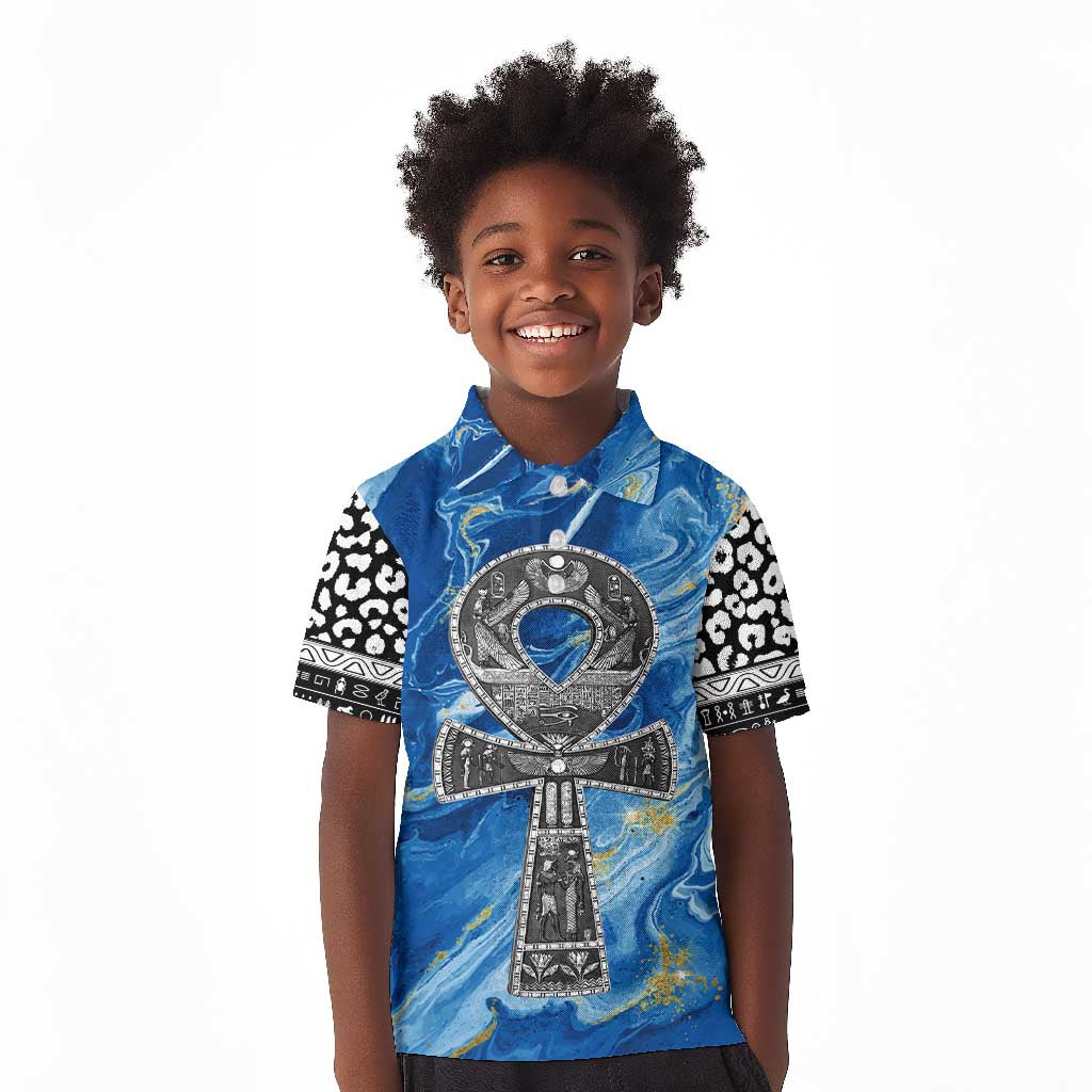 Ankh On Blue Kid Polo Shirt Pan African
