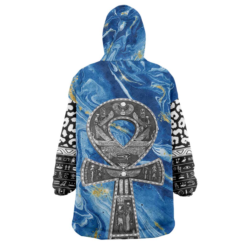 Ankh On Blue KId Wearable Blanket Hoodie Pan African