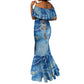 Ankh On Blue Mermaid Dress Pan African